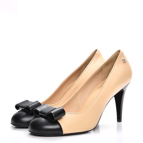 chanel bow pumps|Chanel lambskin pumps.